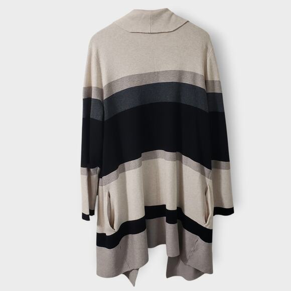 Chico's Zenergy Cotton Cashmere Long Open Cardigan Stripe Colorblock Sz XL (4) - Picture 6 of 14